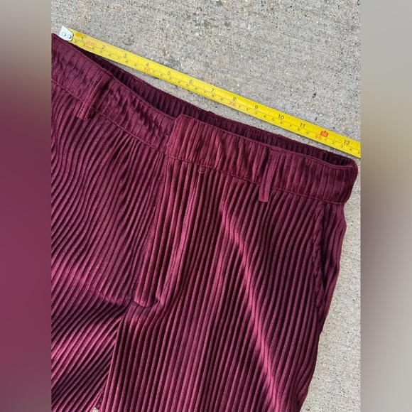 Urban Outfitters Womens Cassidy Burgundy Ribbed Velvet Kick Flare Pants Size 6 - Picture 6 of 11
